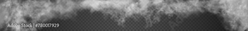 Very long light heaven like cloudiness or haze isolated on transparent background. Panorama of white realistic haze or fog. Vector illustration