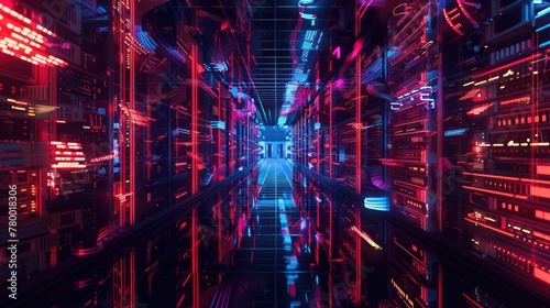 Data center full of computers ,High Internet Visualization.