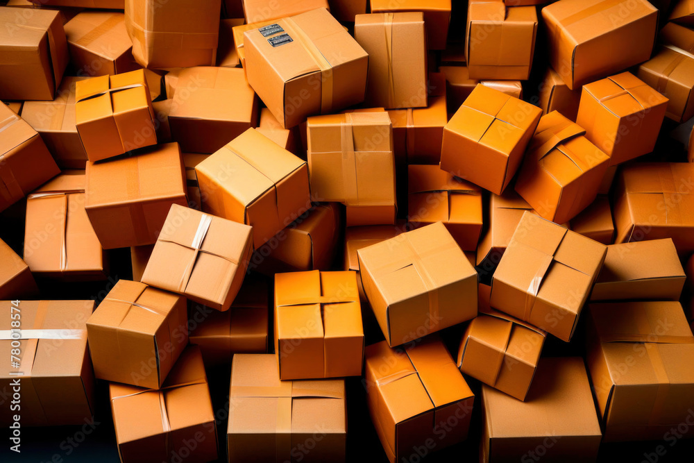Abundance of Cardboard Boxes in Warehouse Storage