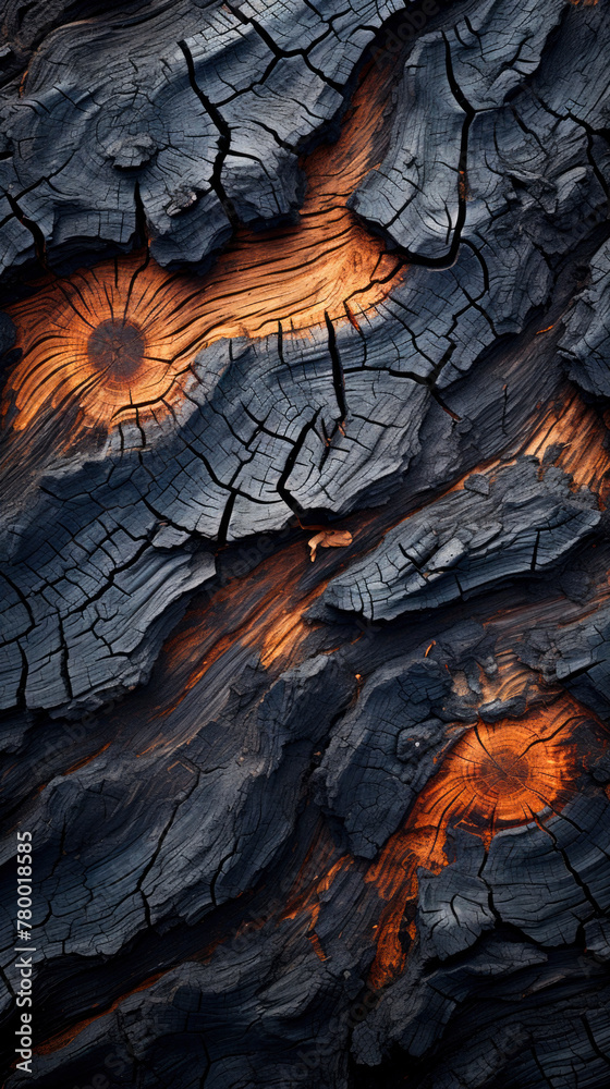 Charred Wood Texture in Close-Up: Patterns and Contrasts