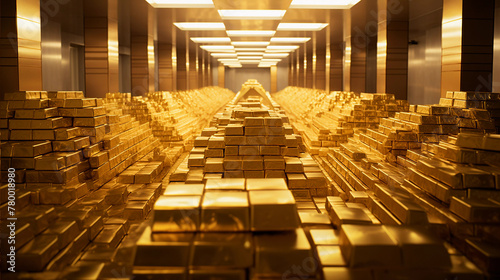 Room full of gold bars, bank treasure room photo
