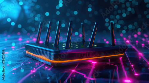 Wireless router 6G with neon glow