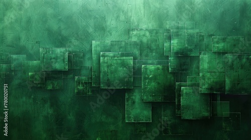 A modernist vision in viridian, fine lines forming a complex web against a dark green background, suggesting a high-tech labyrinth photo