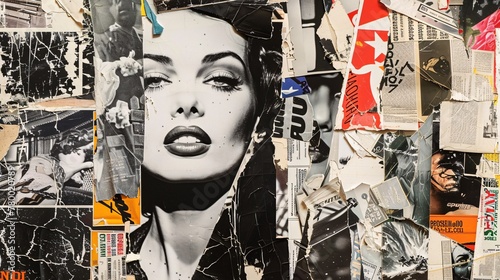 Retro art collage. Beauty woman face. Banner © Vlad Kapusta