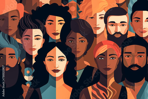 Concept illustration for Diversity. Stylish Flat Design People. A community where people of different races, genders, sexualities, and diverse values coexist.