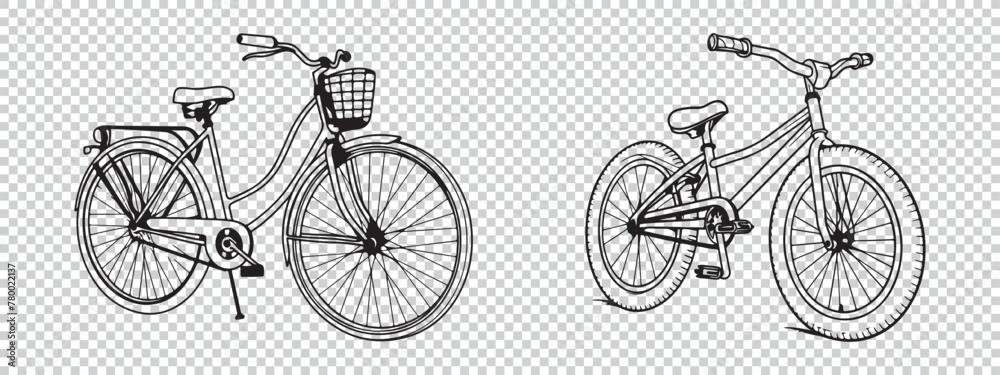 Obraz premium Bicycle icon symbol set, vector illustrations on transparent background