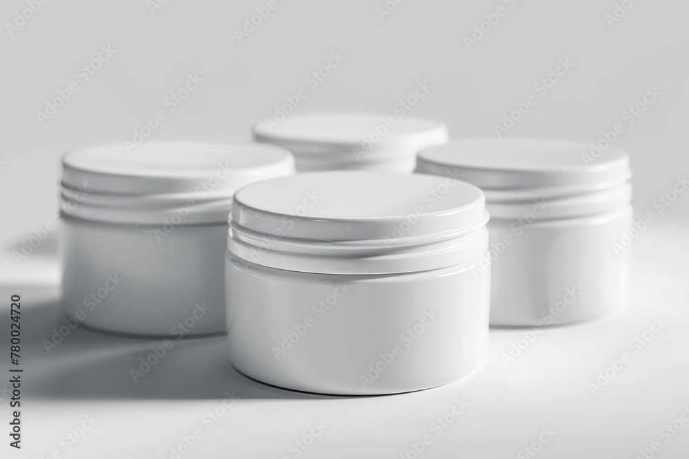 Blank cosmetic jars on white background Blank cosmetic jars on white background
