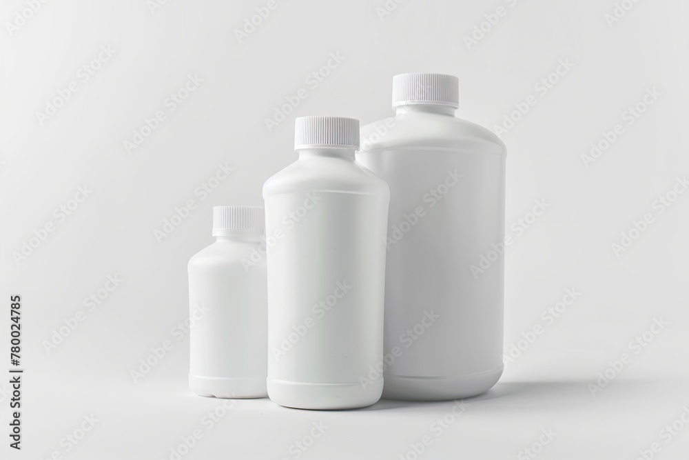 Blank cosmetic bottles on white background