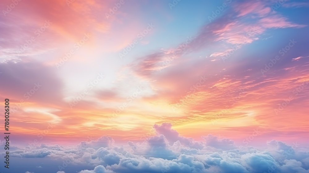 Fototapeta premium An intense sunset with fiery tones warming a cloud-filled sky, evoking emotions of passion and awe in this captivating visual display
