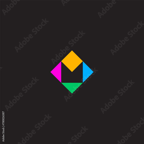 Free Download M letter initial logo with modern artistic colorful style in diamond square shape. - GFXLoad