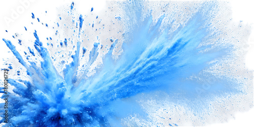 blue powder, explosion effect texture on transparent PNG background