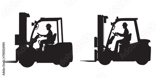 Collection of forklift truck silhouette vector illustration. Happy Labor Day silhouette set