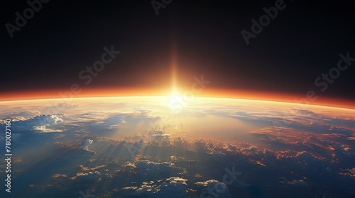 This breathtaking image shows the moment the sun's rays break through the darkness, illuminating Earth's atmosphere