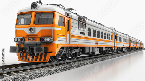3D render of a modern orange and white train