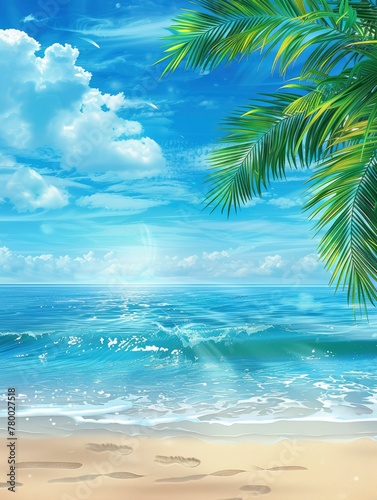 Realistic summer background, Poster design, realistic, HD, copy space - generative ai © Nia™