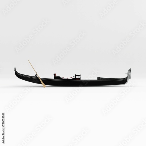 3D illustration of an old gondola on a white background
