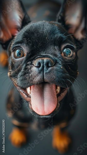 Small Black Dog With Tongue Out