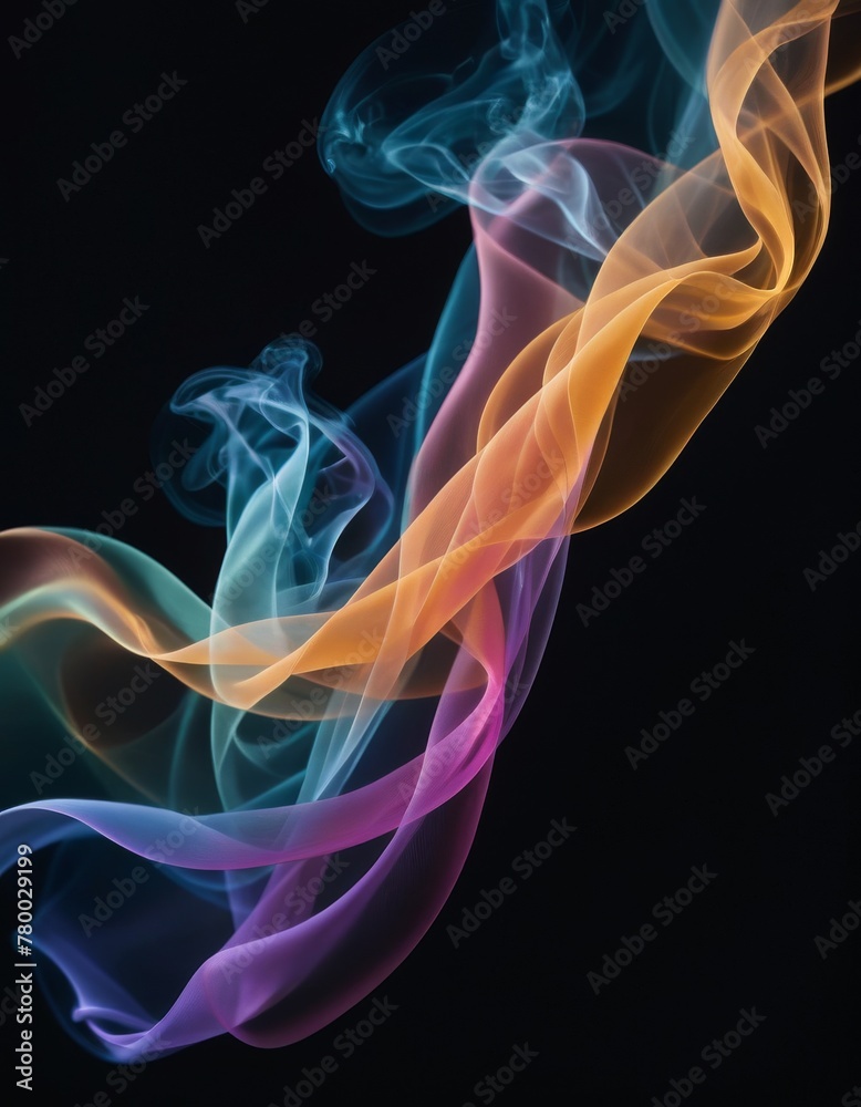Gentle streams of colored smoke flow in an ethereal dance, capturing the fluidity and grace of movement in vivid hues