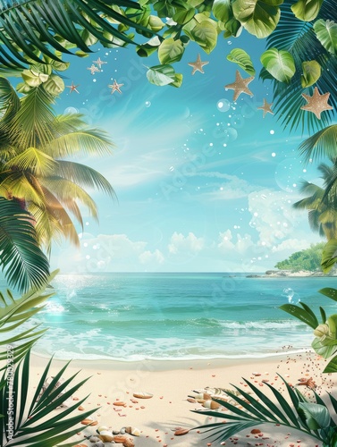 Realistic summer background, Poster design, realistic, HD, copy space - generative ai