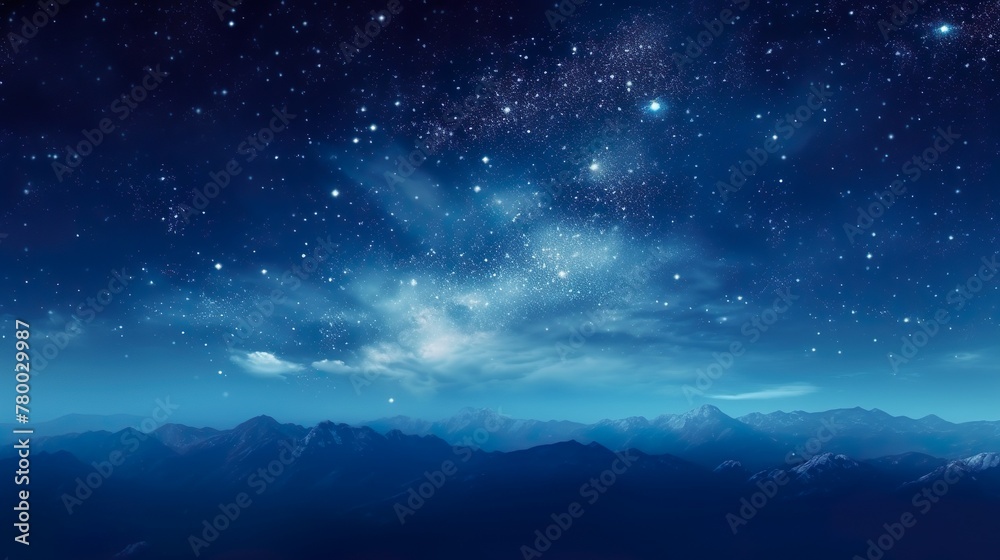 A breathtaking scene of a mountain range set beneath a star-filled sky, suggesting nature's grandeur and the universe's scale