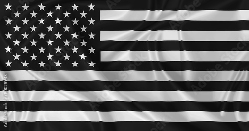 Black American flag waving in the wind