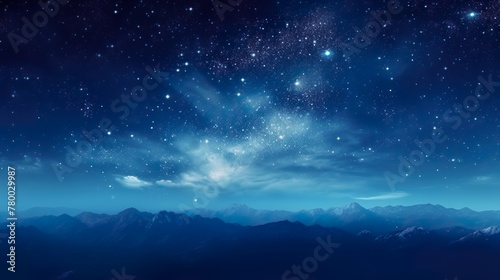 A breathtaking scene of a mountain range set beneath a star-filled sky, suggesting nature's grandeur and the universe's scale