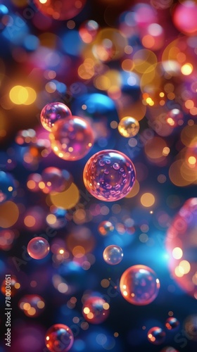 Cluster of Bubbles Floating in the Air