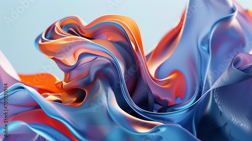 Explore the beauty of fluid material textures and colorful waves in a contemporary abstract digital backdrop photo