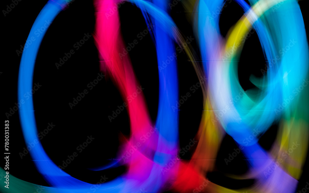 Abstract colorful irregular lines background. Long exposure. Light painting photography.