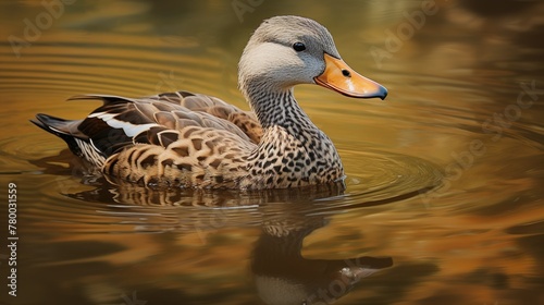 An elegant duck glides effortlessly across the water, its reflection a testament to the beauty of wildlife and nature