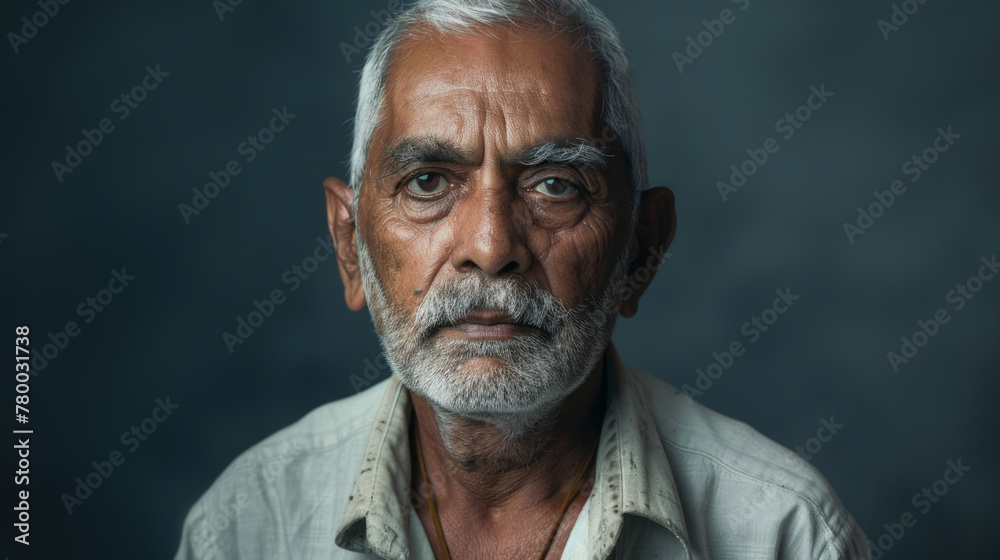 Elderly man with a stern expression and a white beard