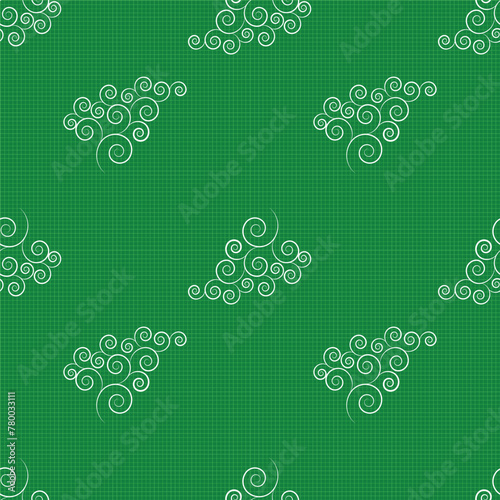 Seamless spiral design on a checkred green background. T-shirt print  fashion print design  kids wear  wallpaper  greeting and invitation card. Vector illustration
