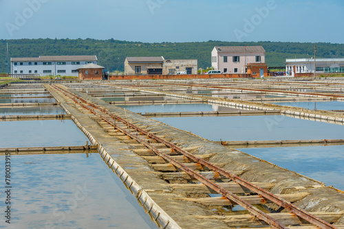 Industrial facilities at the Secovje Saltpans Nature Park in Slovenia photo