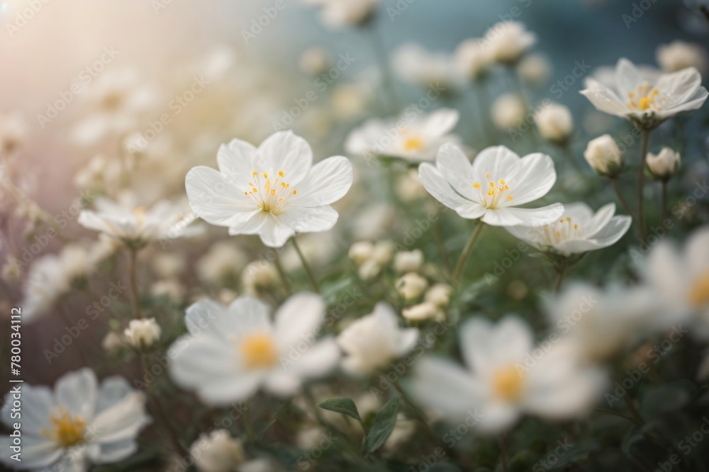group of small anemone white flowers on forest clearing, flowers, white , white flower, beautiful. ai generated group of small anemone white flowers on forest clearing, flowers, white , white flower, beautiful. ai generated