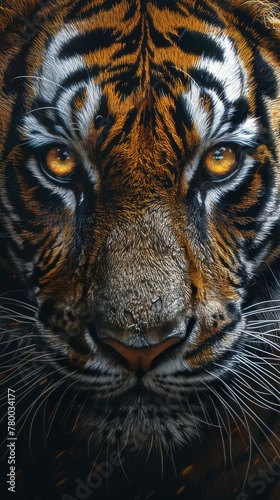 Intense Stare: Close Up of a Tigers Face