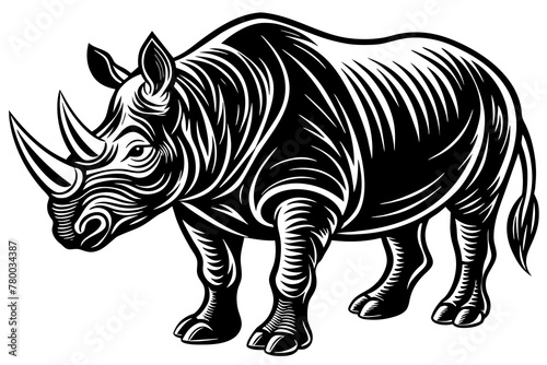 rhinoceros silhouette vector art illustration