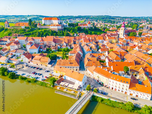 Aerial view of Slovenian town Ptuj