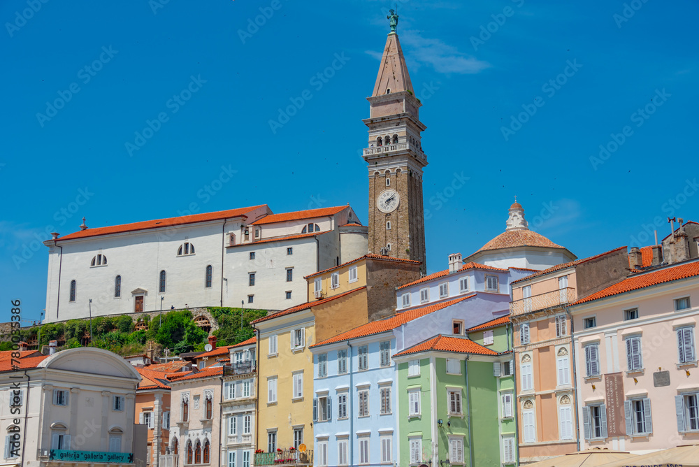 Cathedral in Piran overlooking the old town, Slovenia