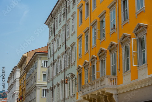 Facades of historical houses in Italian city Trieste