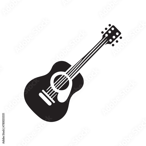 Artistic Arrangement: Captivating Silhouette of Guitar Music Instrument, Guitar Illustration - Minimallest Guitar Vector
