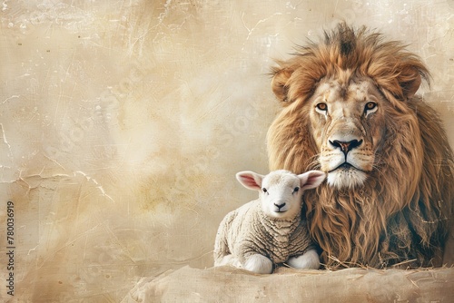The lion and the lamb are emblematic of Judaism. Generative AI 