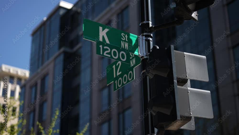 K street nw and 12th street nw street signs in downtown Washington DC symbolizing lobbying and corruption in nations capital