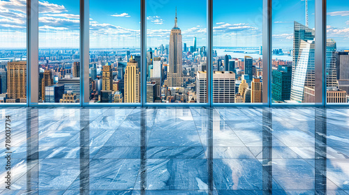 Manhattan Skyline at Sunset, Iconic Urban Landscape with Skyscrapers, Vibrant and Dynamic City View