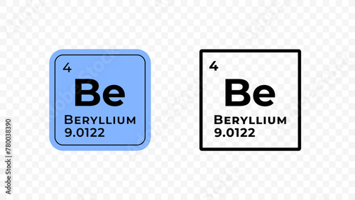 Beryllium, chemical element of the periodic table vector design