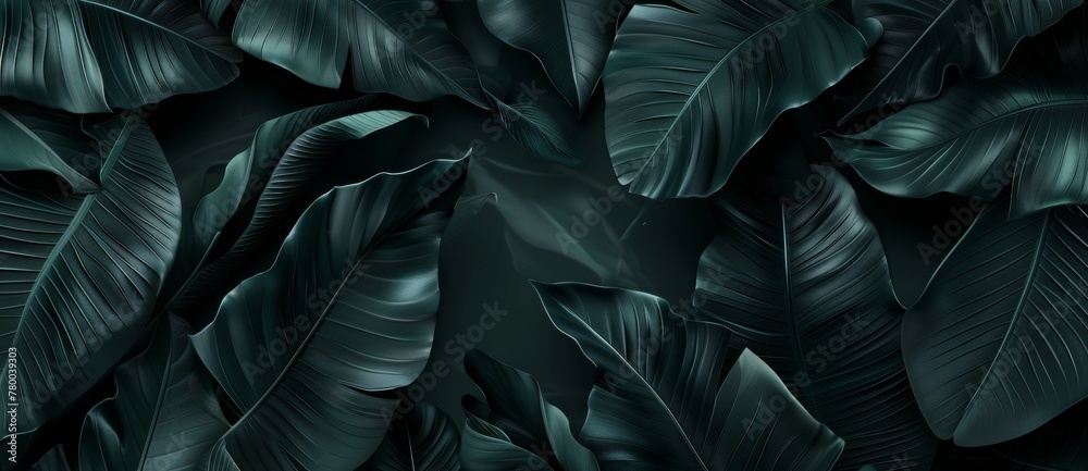 abstract dark black and green background with flowing leaves, monochromatic, Textures of abstract black leaves for tropical leaf abstract dark black and green background with flowing leaves, monochromatic, Textures of abstract black leaves for tropical leaf