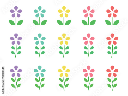 レトロな花のイラストセット4