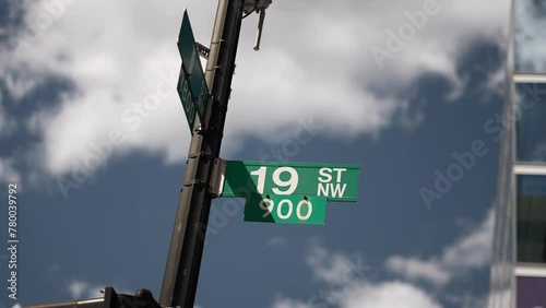 I street NW and 19th street NW street signs in downtown Washington DC symbolizing lobbying and corruption in nations capital photo