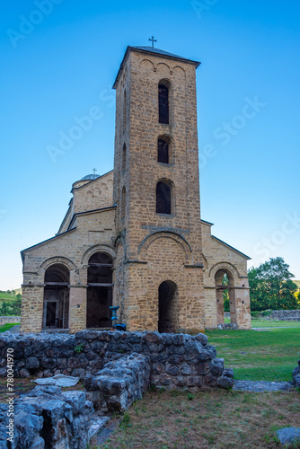 Obraz na płótnie Sunset view of Sopocani monastery in Serbia w salonie