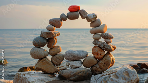 Balancing Stones Sculpture by the Sea