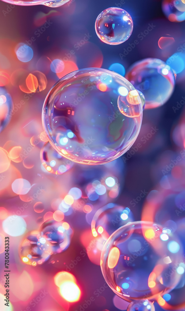 Close-up of luminescent bubbles against a soft backdrop. Close-up of luminescent bubbles against a soft backdrop.
